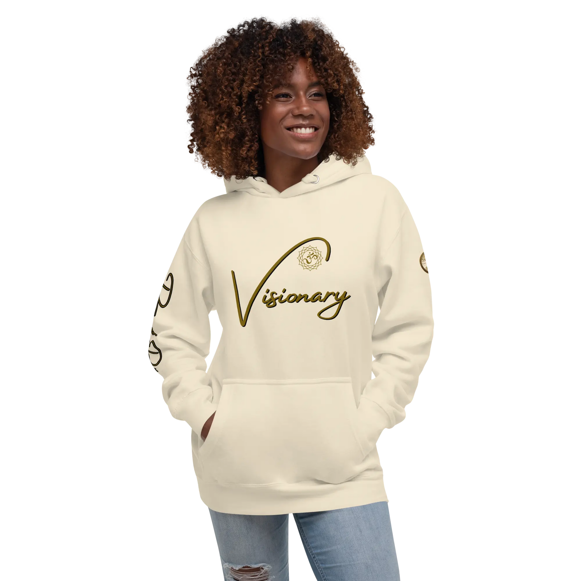 Eternal Agape Visionary Bone Color w Brown Print Unisex Hoodie Eternal Agape Store