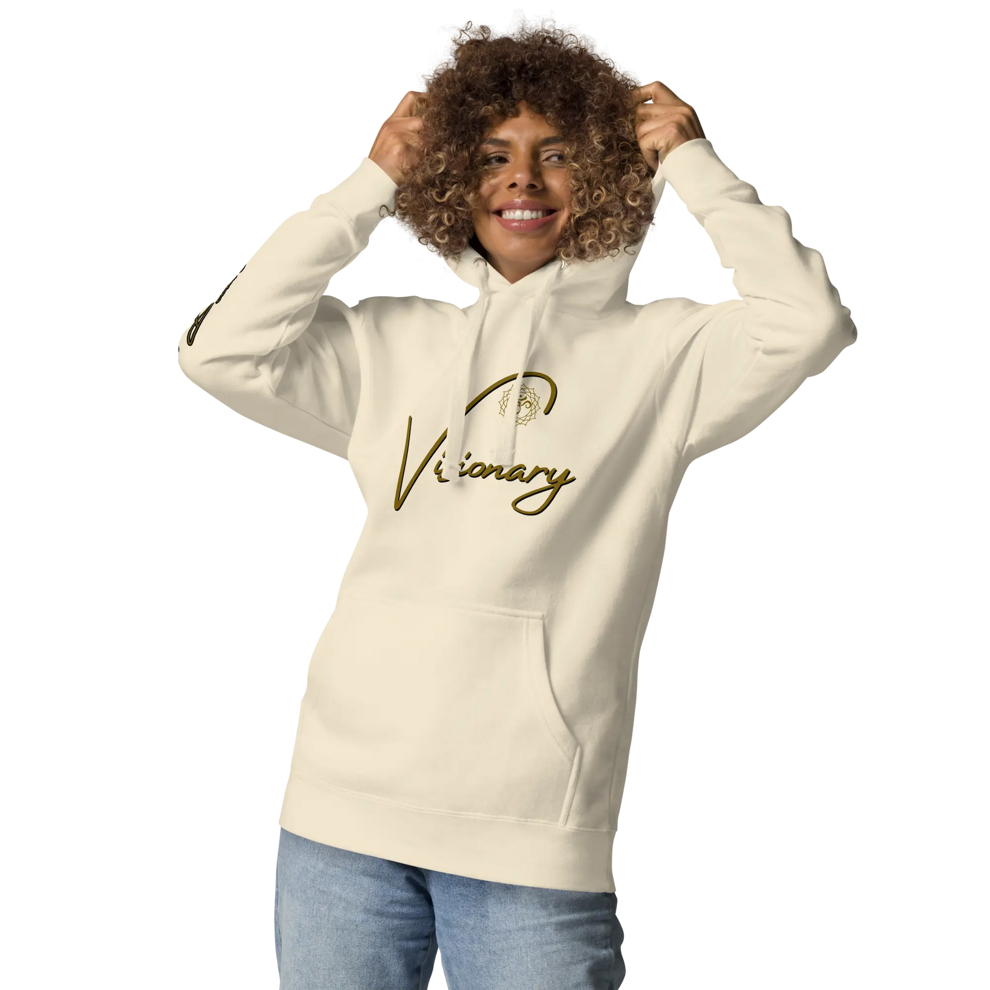 Eternal Agape Visionary Bone Color w Brown Print Unisex Hoodie Eternal Agape Store