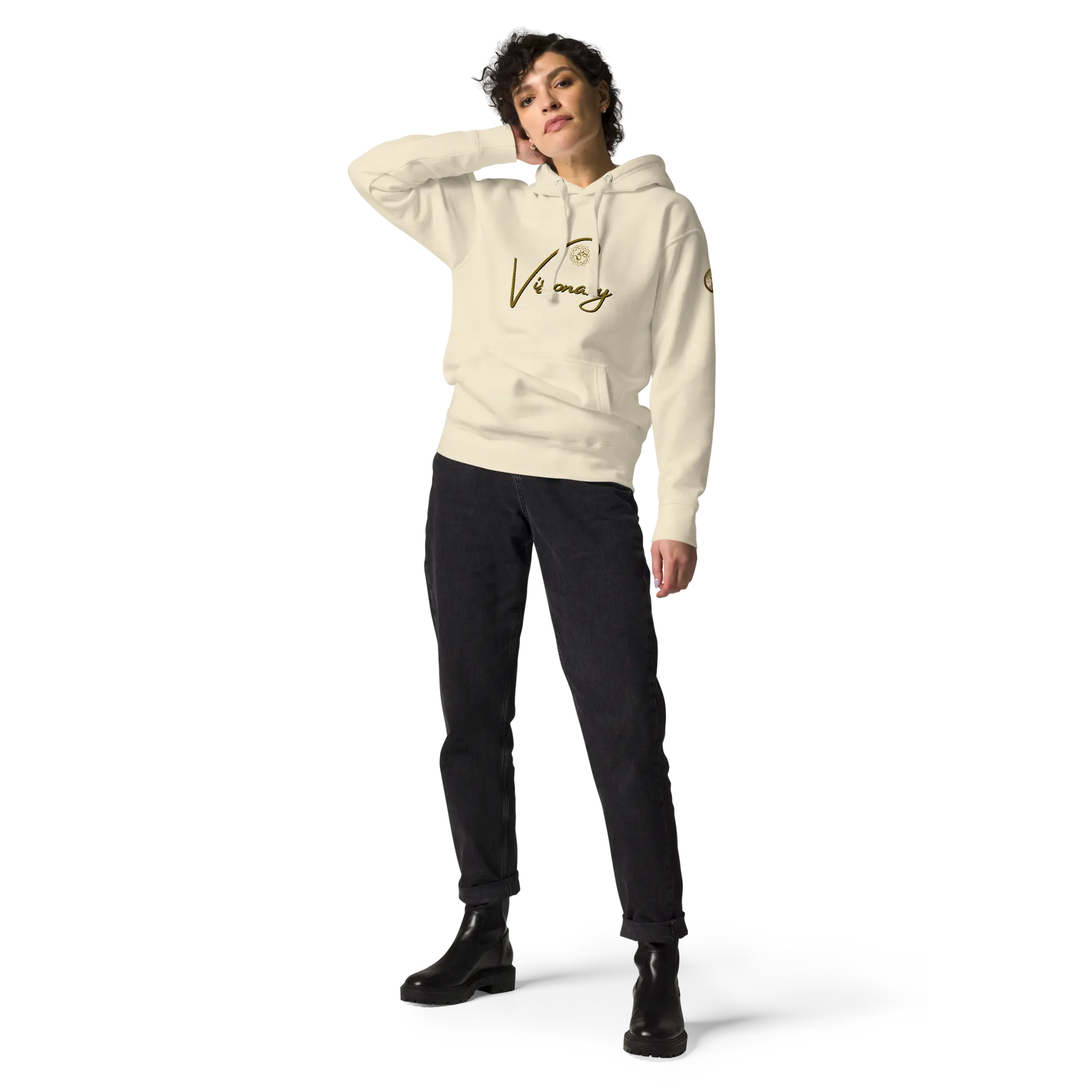 Eternal Agape Visionary Bone Color w Brown Print Unisex Hoodie Eternal Agape Store