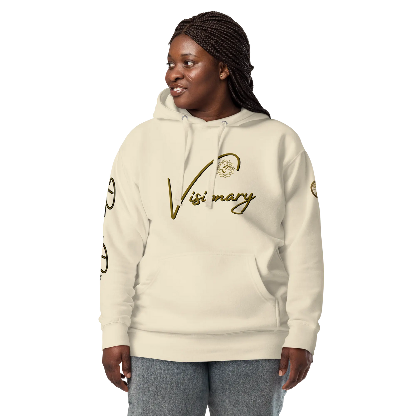 Eternal Agape Visionary Bone Color w Brown Print Unisex Hoodie Eternal Agape Store