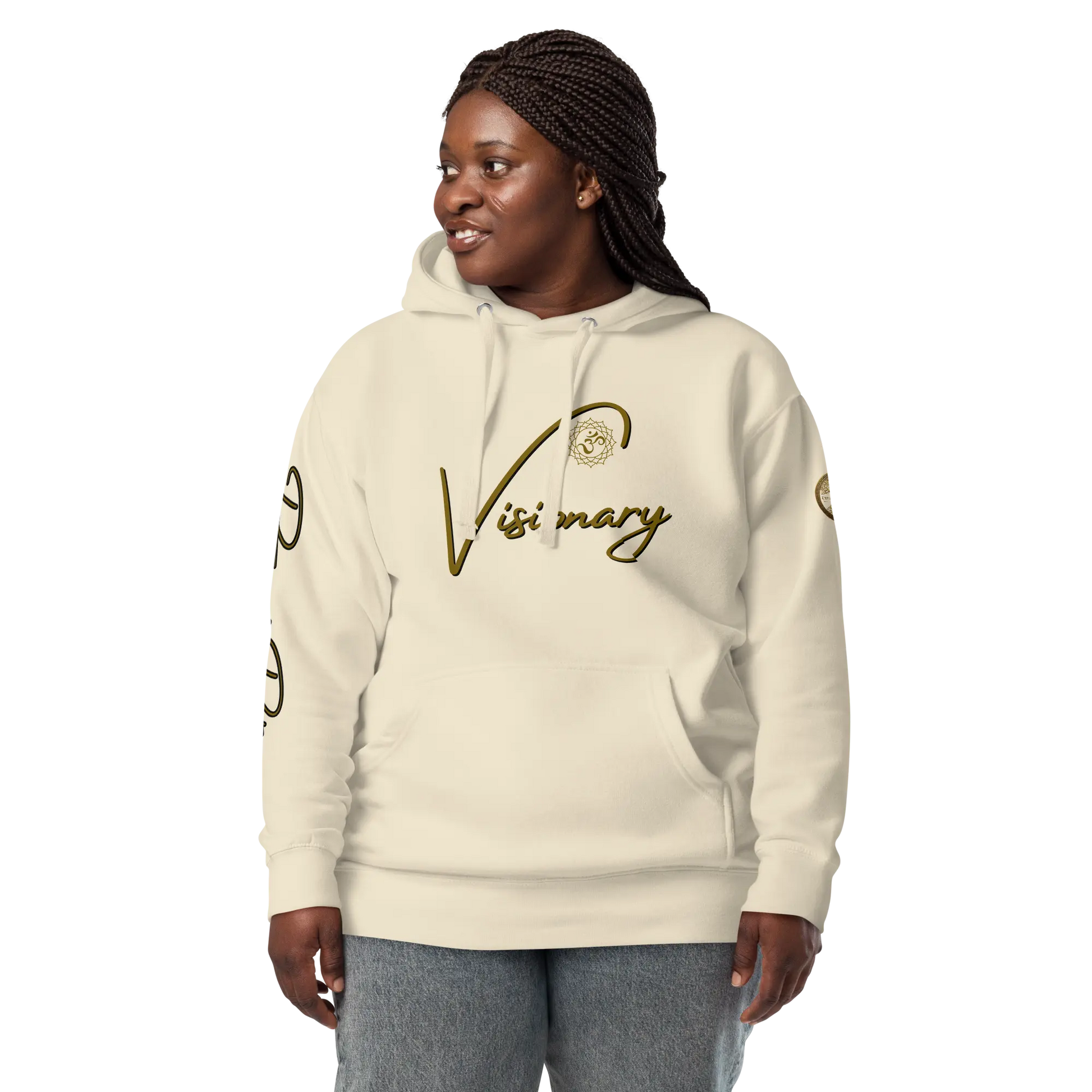 Eternal Agape Visionary Bone Color w Brown Print Unisex Hoodie Eternal Agape Store