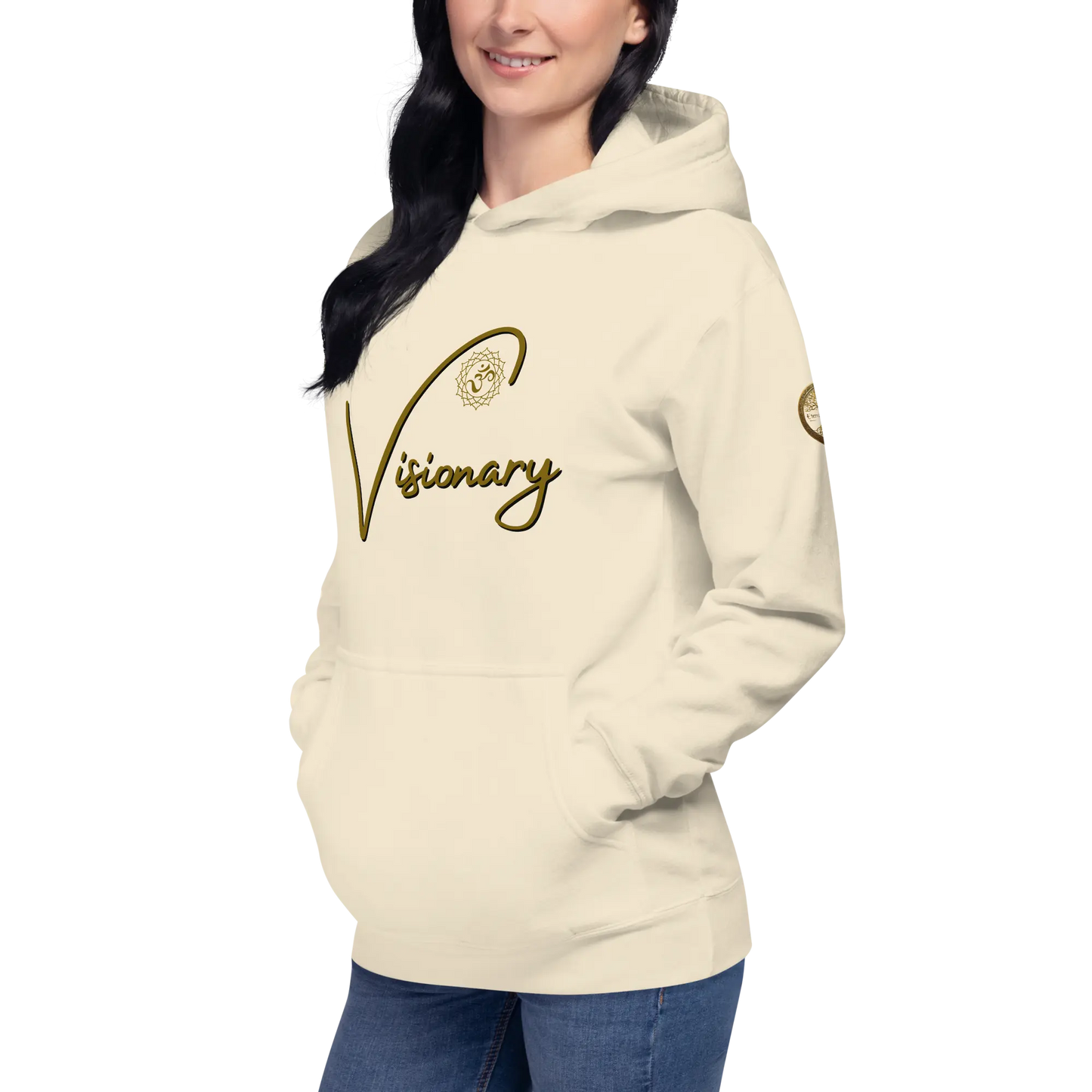 Eternal Agape Visionary Bone Color w Brown Print Unisex Hoodie Eternal Agape Store