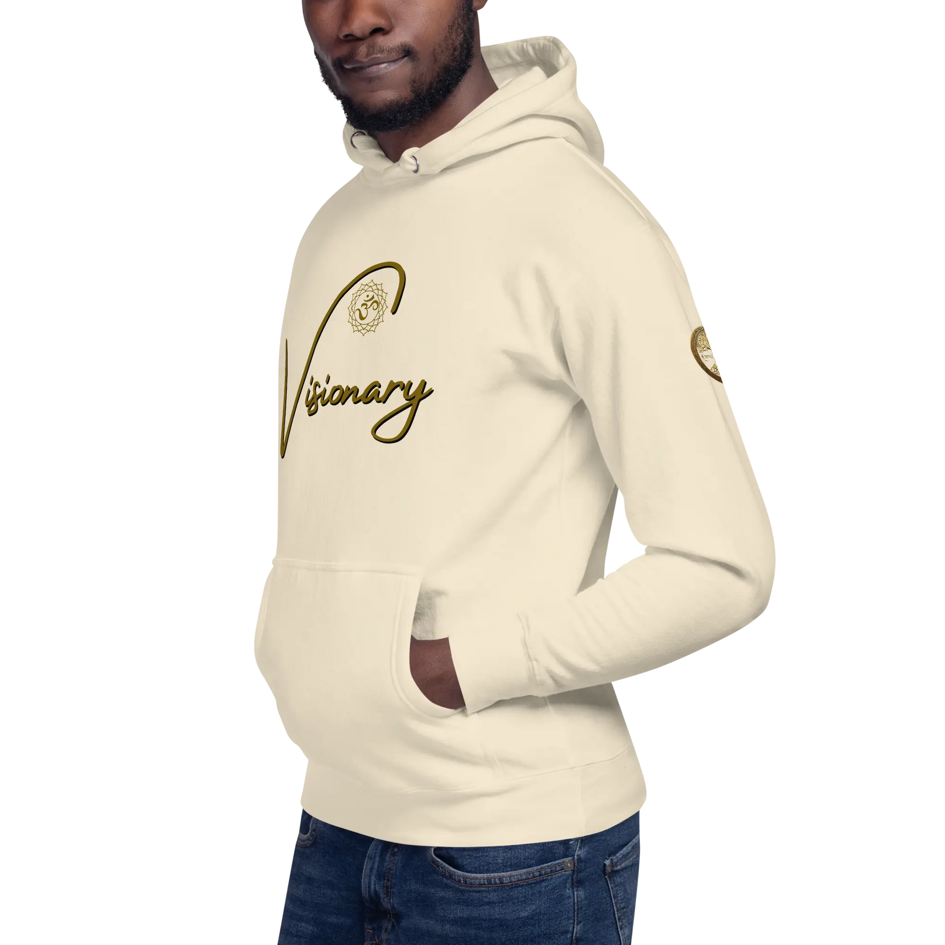 Eternal Agape Visionary Bone Color w Brown Print Unisex Hoodie Eternal Agape Store