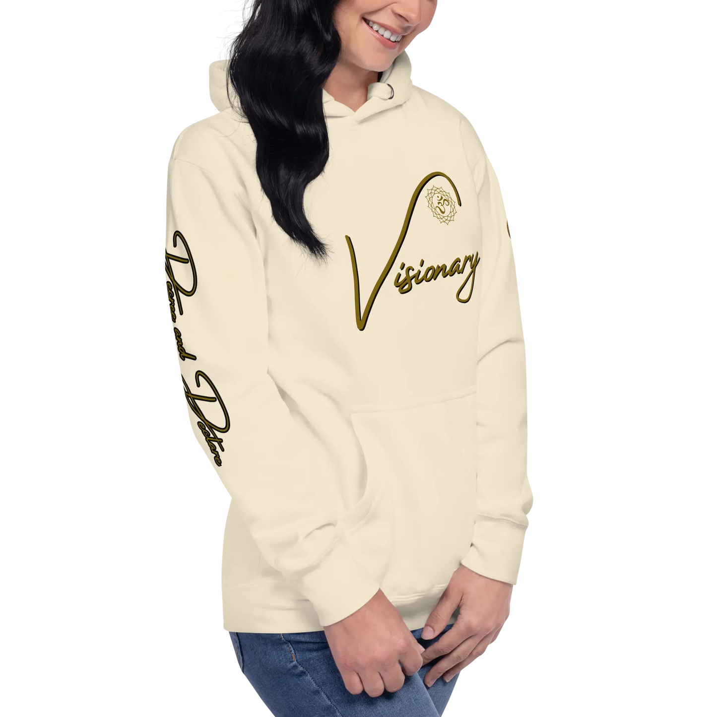 Eternal Agape Visionary Bone Color w Brown Print Unisex Hoodie Eternal Agape Store