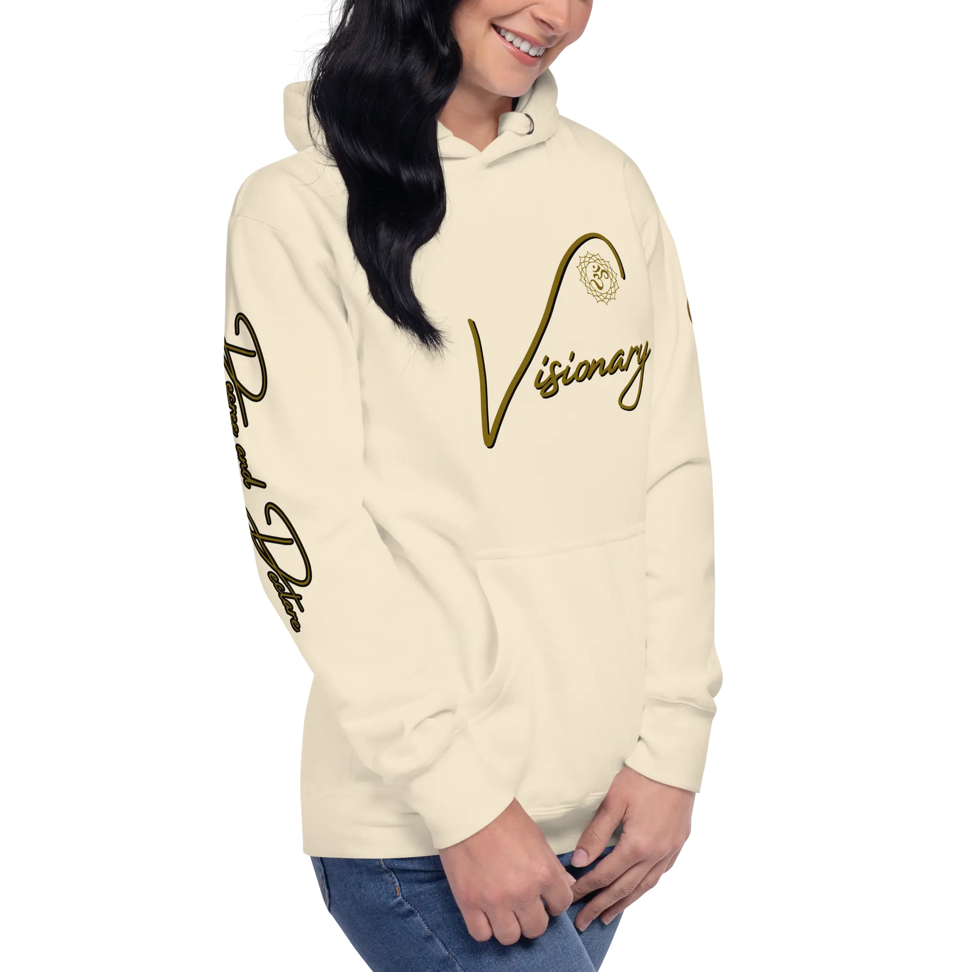 Eternal Agape Visionary Bone Color w Brown Print Unisex Hoodie Eternal Agape Store