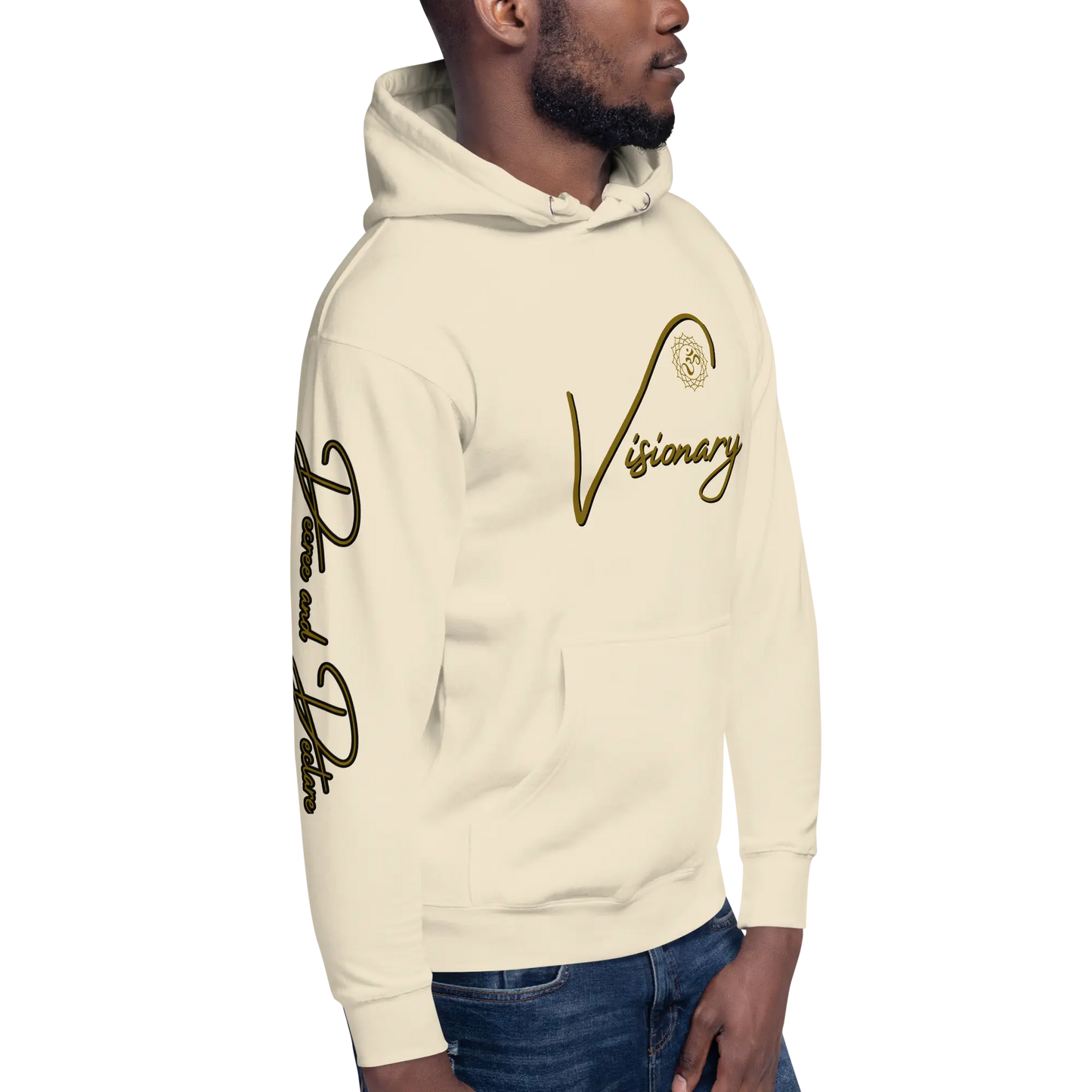 Eternal Agape Visionary Bone Color w Brown Print Unisex Hoodie Eternal Agape Store